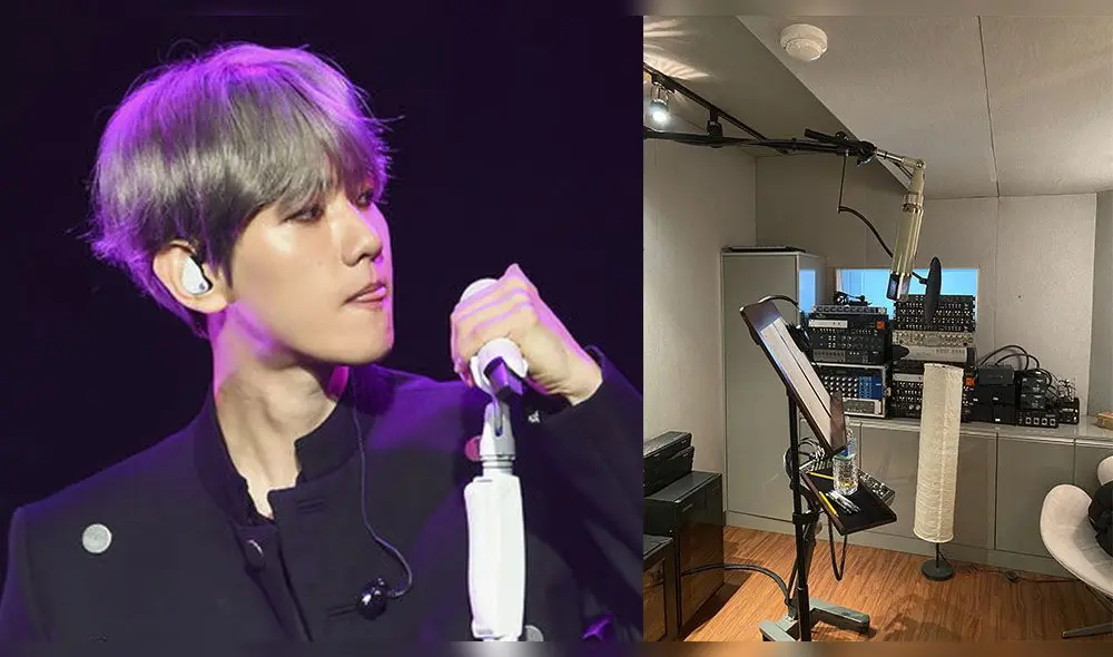Baekhyun compartió foto en el estudio de grabación.