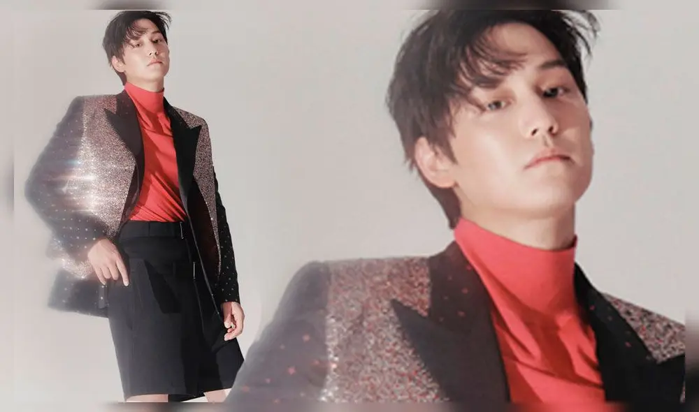 Derecha: Kim Bum vestido de Givenchi con shorts Sr. Anne DeMull en Adekube. Crédito: GQ Korea