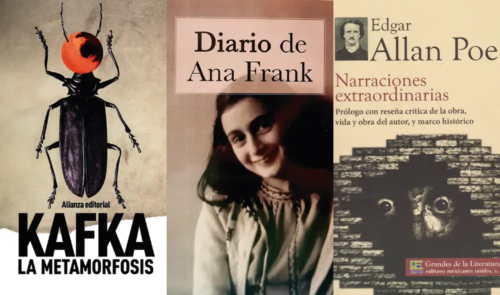 La metamorfosis de Kafka, El diario de Ana Frank y Narraciones extraordinarias de Edgar Allan Poe | Foto: Composición