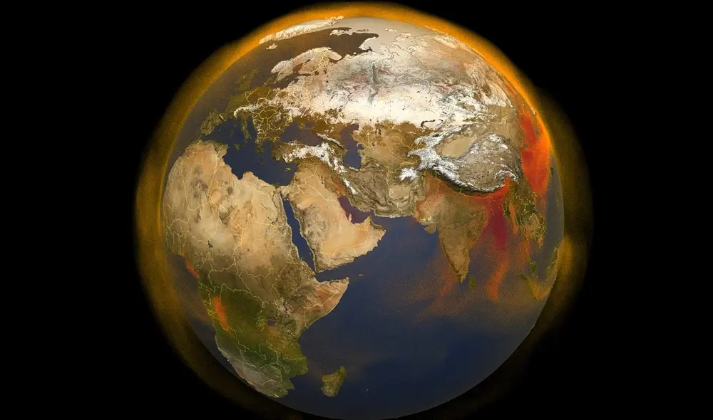 "Estas cifras (de metano) revelan “una vez más, el enorme desafío —y la necesidad vital— de una acción urgente para reducir las emisiones de gas de efecto invernadero e impedir que las temperaturas aumenten aún más en el futuro a nivel mundial”, declaró el secretario general de la OMM, Petteri Taalas. Foto: NASA / AFP