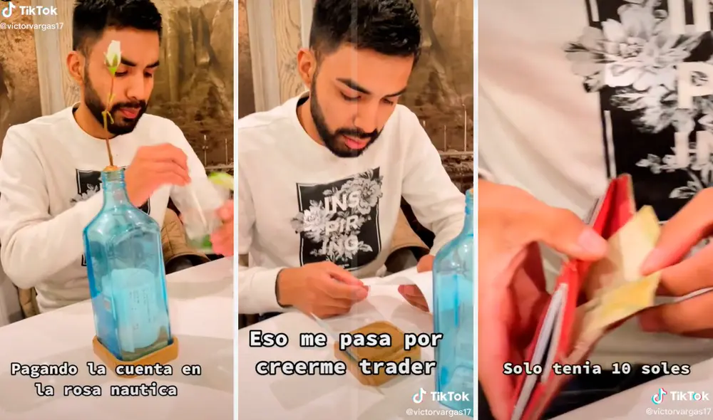 El sujeto solo tenía 10 soles para costear la enorme suma de dinero. Foto: composición LR/captura de TikTok/@Victorvargas17