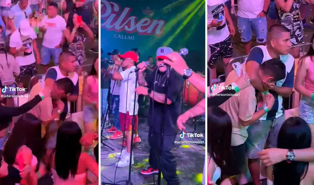 Una persona del público fue testigo de la inesperada escena y lo grabó a escondidas desde su sitio. Foto: composición LR/@jefersonisisola1/TikTok
