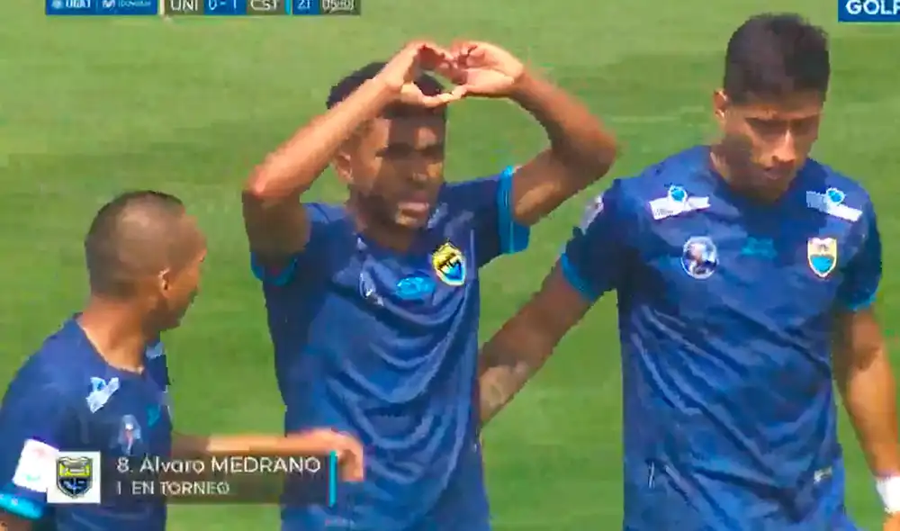 Álvaro Medrano marcó el primer tanto del partido entre Universitario y Carlos Stein. Foto: captura de Gol Perú Álvaro Medrano marcó el primer tanto del partido entre Universitario y Carlos Stein. Foto: captura de Gol Perú