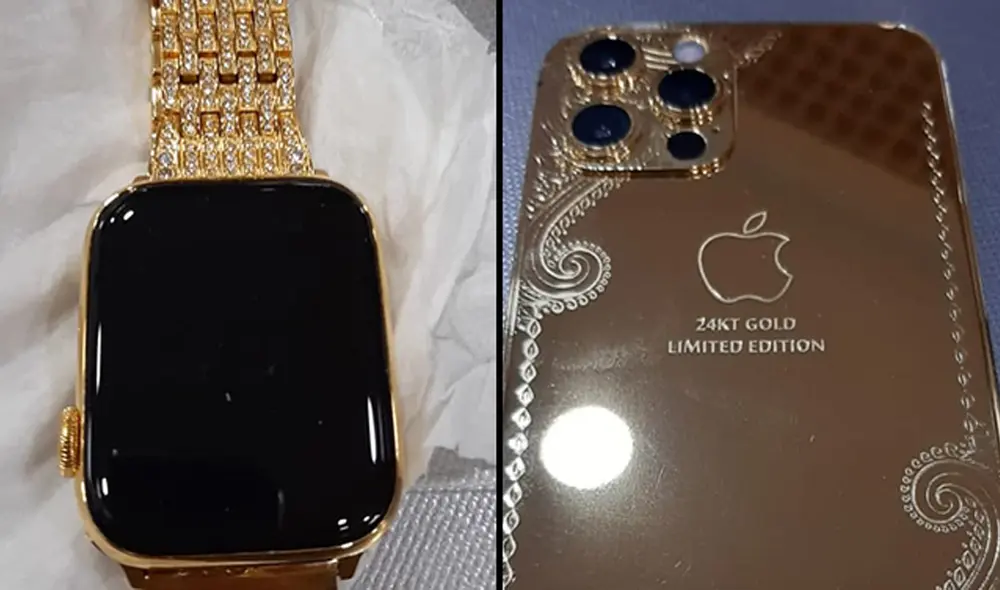 El hombre gastó 12.000 NIS en un iPhone 12 Pro y un Apple Watch de oro. Foto: Agencia AJN El hombre gastó 12.000 NIS en un iPhone 12 Pro y un Apple Watch de oro. Foto: Agencia AJN