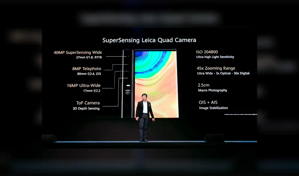 El Huawei Mate Xs cuenta con un sistema de cuatro cámaras: 40 MP (gran angular) + 16 MP (ultra gran angular) + 8 MP (telefoto), Time-of-Flight (TOF). El Huawei Mate Xs cuenta con un sistema de cuatro cámaras: 40 MP (gran angular) + 16 MP (ultra gran angular) + 8 MP (telefoto), Time-of-Flight (TOF).