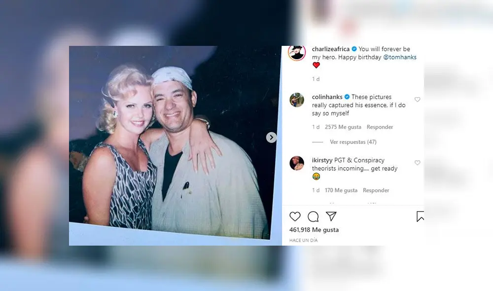 Tom Hanks dirigió Charlize Theron en su primera película como director. Foto: Instagram