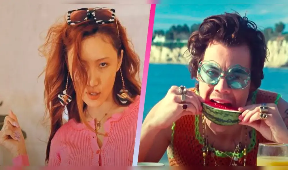 Hwasa de MAMAMOO en el MV de "Watermelon sugar" de Harry Styles. Créditos: Rainbow Bridge World Hwasa de MAMAMOO en el MV de "Watermelon sugar" de Harry Styles. Créditos: Rainbow Bridge World