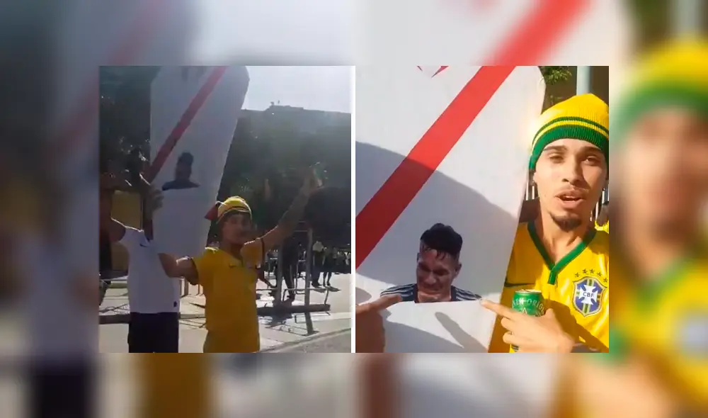 Perú vs. Brasil: hinchas brasileños prepararon un ataúd con el rostro de Paolo Guerrero.