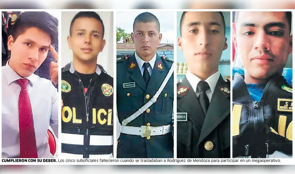 Cinco policías fallecen al caer patrullero a un abismo en Amazonas