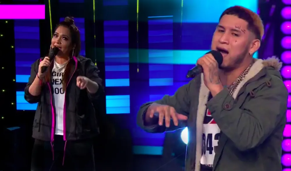 Jeysson Condori llegó al set e interpretó a Anuel AA, a quien dijo admirar por su frescura y estilo musical. Foto: Captura Latina