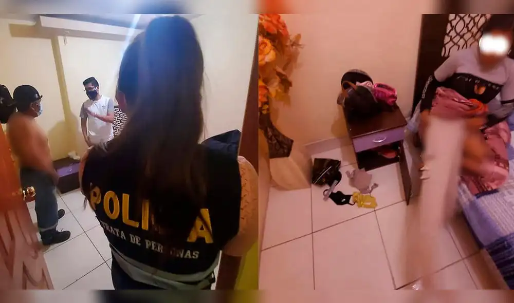 Policías encontraron a dos féminas en los ambientes de la casa. Foto: Policía Nacional.