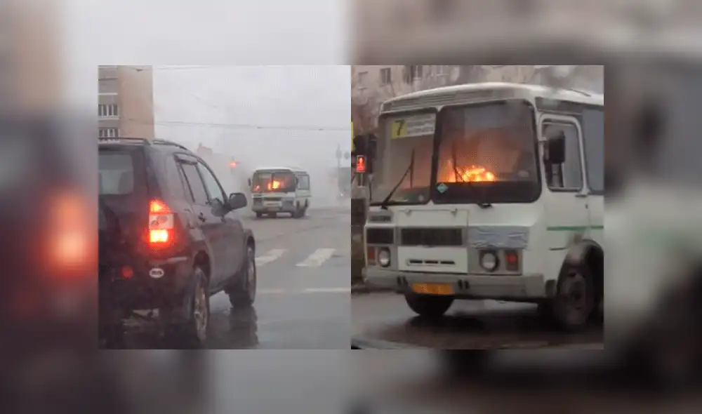 YouTube: Un chofer circula por las calles de Rusia con su camión en llamas [VIDEO]