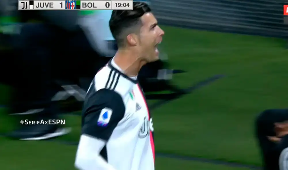 Cristiano Ronaldo marcó el primer gol de la Juventus sobre el Bologna por la fecha 8 de la Serie A 2019-2020. | Foto: ESPN Cristiano Ronaldo marcó el primer gol de la Juventus sobre el Bologna por la fecha 8 de la Serie A 2019-2020. | Foto: ESPN