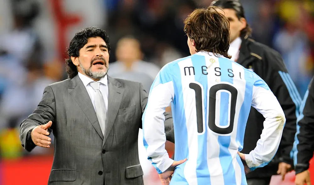 Diego Armando Maradona fue técnico de Lionel Messi en la selección argentina. | Foto: AFP
