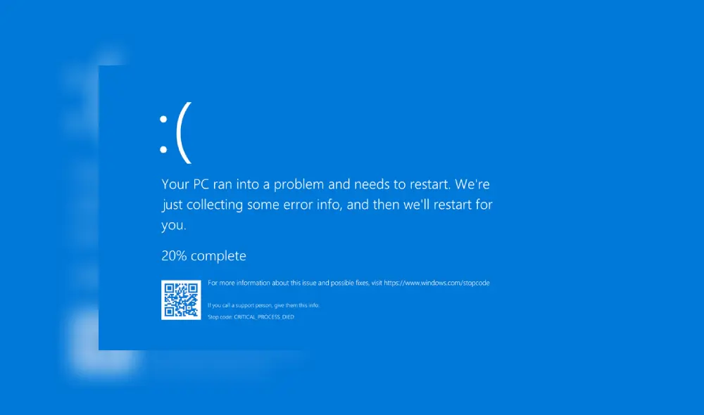 La pantalla azul de la muerte puede tener diversos orígenes y muchos están relacionados con el hardware. Imagen: captura.
