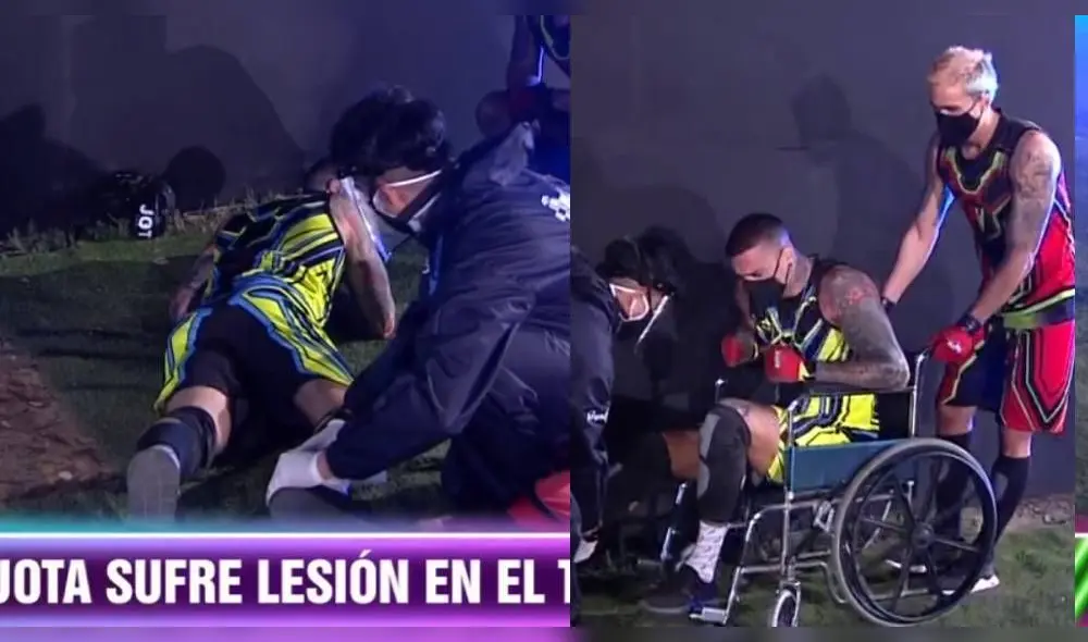 El integrante de 'los guerreros' pisó mal durante un enfrentamiento con su hermano Gino Assereto. | Foto: Captura América TV El integrante de 'los guerreros' pisó mal durante un enfrentamiento con su hermano Gino Assereto. | Foto: Captura América TV