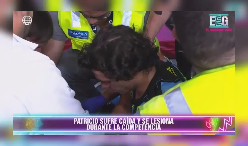 Patricio Parodi sufre caída en Esto Es Guerra. Foto: captura Patricio Parodi sufre caída en Esto Es Guerra. Foto: captura
