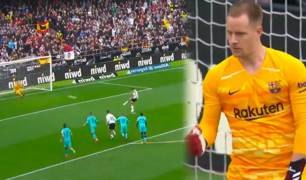 A los 12 minutos del Barcelona vs. Valencia, Ter Stegen evitó la caída de su portería tras atajar un penal a Maximiliano Gómez en partido por la jornada 21 de la Liga Santander.