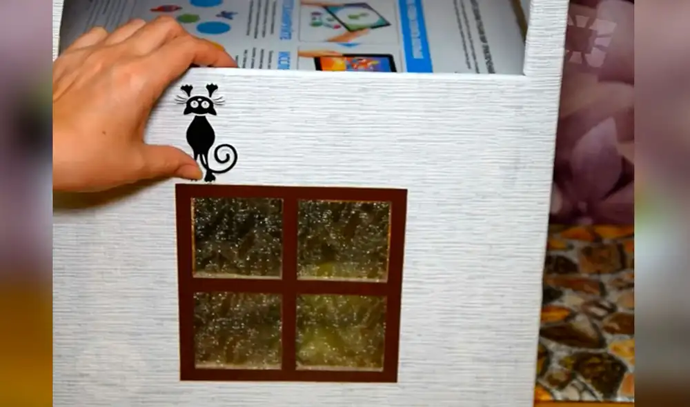 Desliza las imágenes para observar el trabajo de una joven para armar una casa propia para su gato. Foto: captura de YouTube