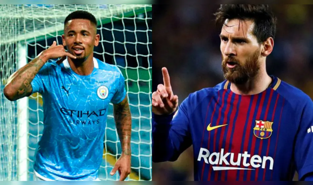 Gabriel Jesús y Lionel Messi. Foto: EFE