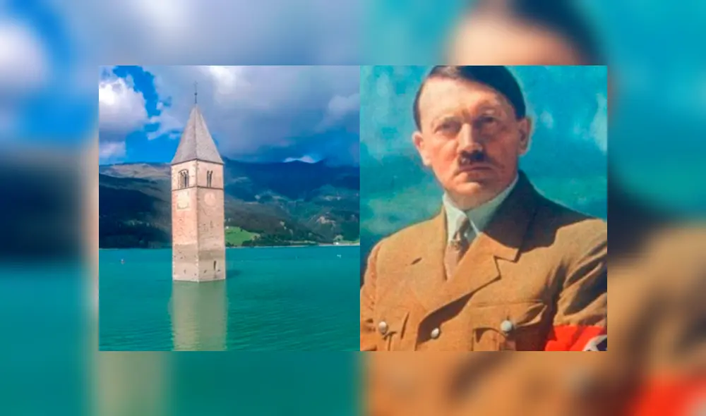 Una imagen de Curon junto a Adolf Hitler, quien es muy apreciado por la gente del lugar.