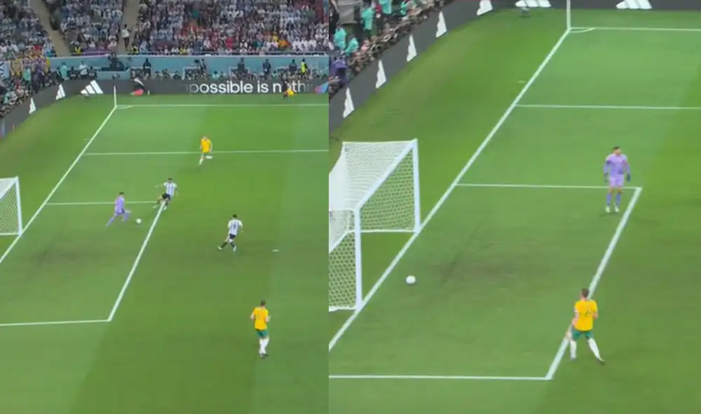 Julián Álvarez presionó a Ryan y lo forzó al error. Foto: captura de DSports