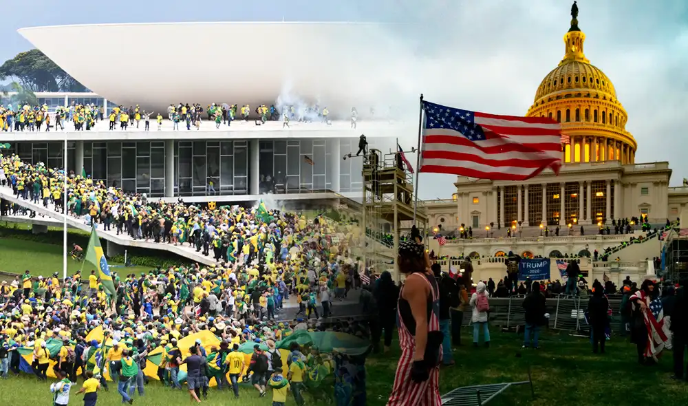 Bolsonaro ha alimentado el descontento de su base desde su derrota y abandonó la Presidencia sin haber reconocido que perdió en las elecciones. Foto: composición LR/AFP Bolsonaro ha alimentado el descontento de su base desde su derrota y abandonó la Presidencia sin haber reconocido que perdió en las elecciones. Foto: composición LR/AFP