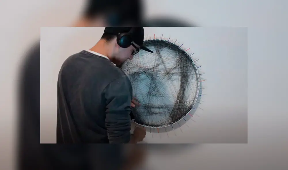 Desliza las imágenes para cómo este joven logra hacer el retrato de Michael Jackson con hilos de colores. Fotocapturas: shenri.q/TikTok Desliza las imágenes para cómo este joven logra hacer el retrato de Michael Jackson con hilos de colores. Fotocapturas: shenri.q/TikTok