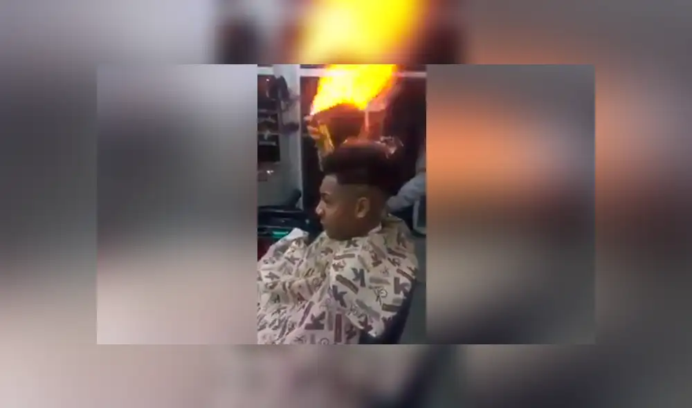 Facebook viral: Barbero corta el cabello de un chico con fuego y casi lo deja calvo [VIDEO]