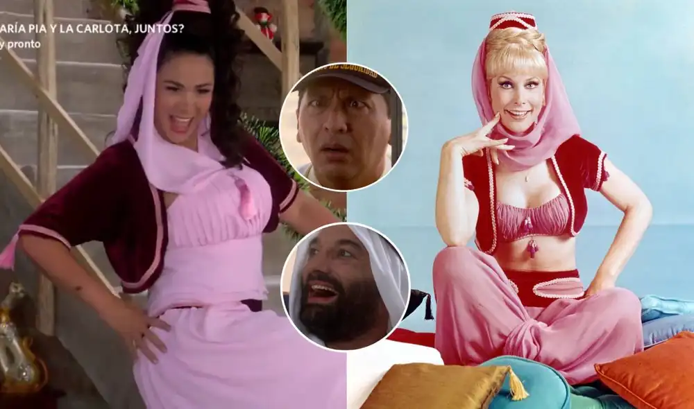 Teresa regaló un momento a lo "Mi bella genio" y se vistió como Jeannie para bailarle al jeque árabe que conoció recientemente. Foto: composición/América TV Teresa regaló un momento a lo "Mi bella genio" y se vistió como Jeannie para bailarle al jeque árabe que conoció recientemente. Foto: composición/América TV