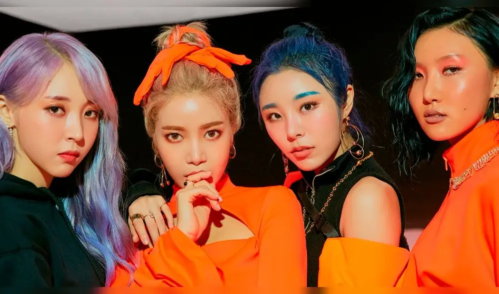 De izquierda a derecha: MoonByul, Solar, Wheein y Hwa Sa.