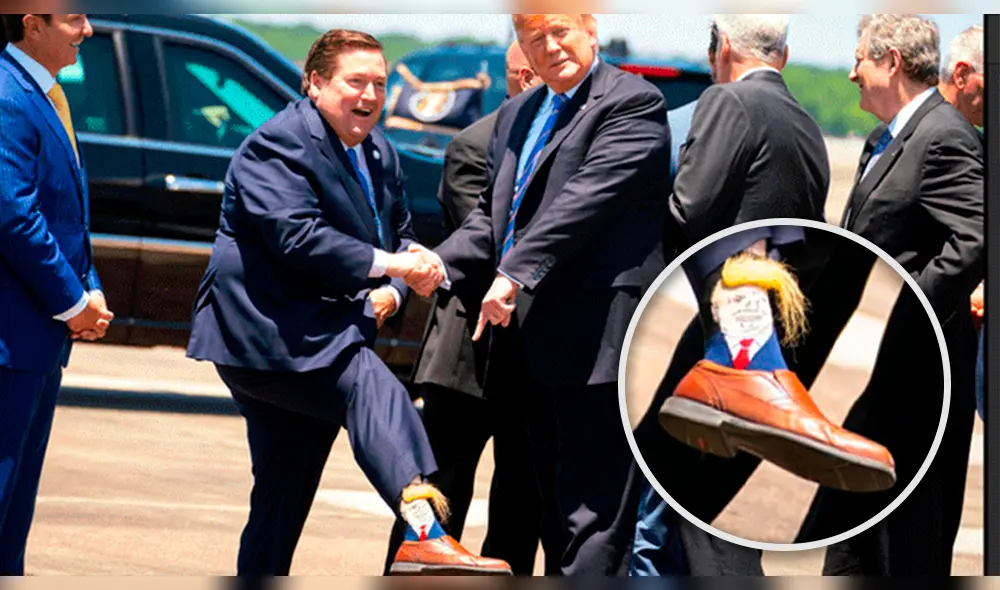 Donald Trump fue sorprendido con calcetines inspirados en su peinado en Louisiana [FOTOS]
