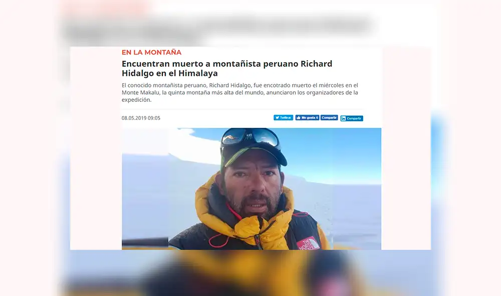 Richard Hidalgo: así reaccionó la prensa internacional sobre la muerte del montañista peruano