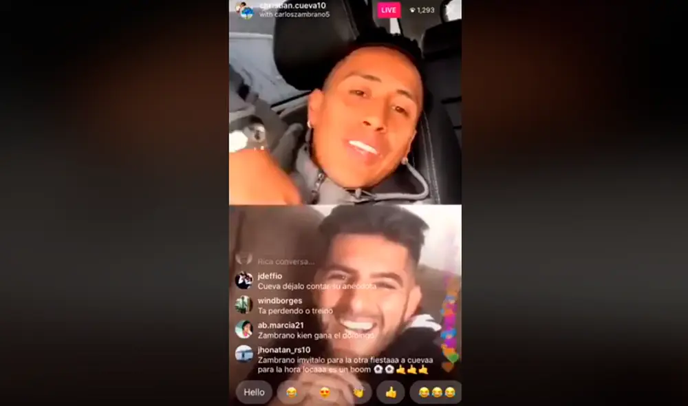 Christian Cueva y Carlos Zambrano, integrantes de la selección peruana, tuvieron una peculiar videollamada vía Instagram.