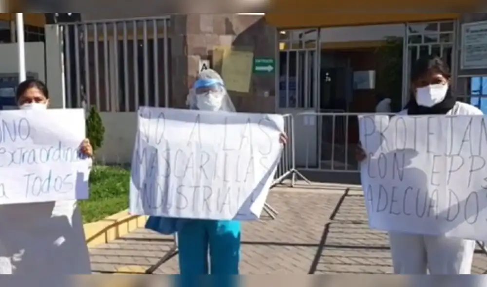 Personal de Salud protestó este lunes. Crédito: Radio Yaraví Personal de Salud protestó este lunes. Crédito: Radio Yaraví