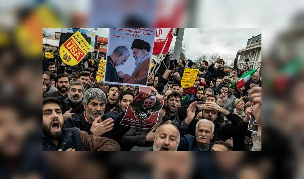 Protestas en Irán tras asesinato de Qasem Soleimani. Foto: Difusión Protestas en Irán tras asesinato de Qasem Soleimani. Foto: Difusión