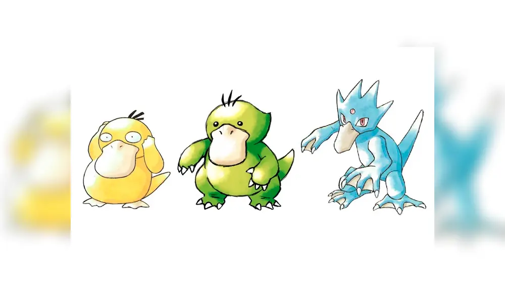 Psyduck, "Weirduck" y Golduck, la familia evolutiva que pudo estar en los videojuegos de Pokémon.