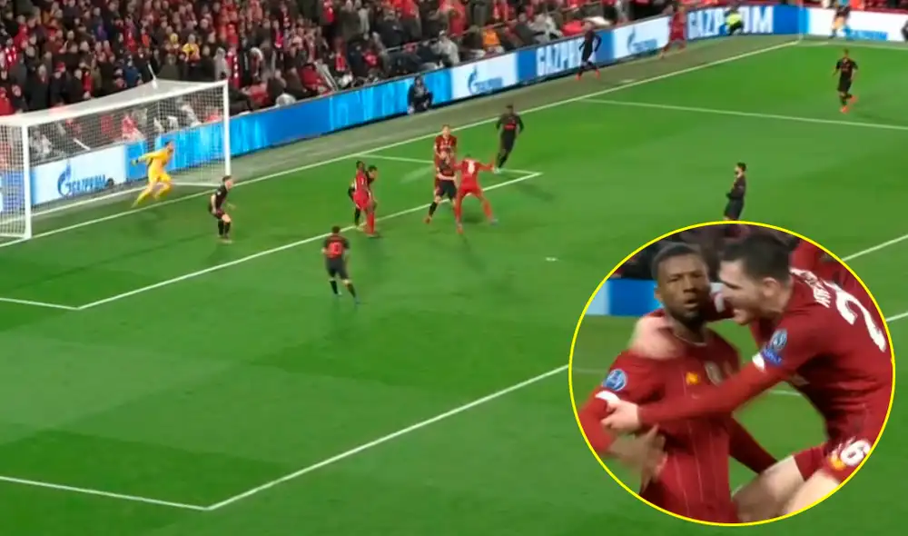 Georginio Wijnaldum sacó un cabezazo marcó el empate en el global del Liverpool vs. Atlético de Madrid por la Champions League. | Foto: Fox Sports Georginio Wijnaldum sacó un cabezazo marcó el empate en el global del Liverpool vs. Atlético de Madrid por la Champions League. | Foto: Fox Sports
