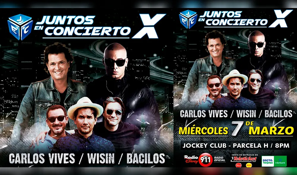Carlos Vives, Bacilos y Wisin se unen para ‘Juntos en concierto’ Carlos Vives, Bacilos y Wisin se unen para ‘Juntos en concierto’