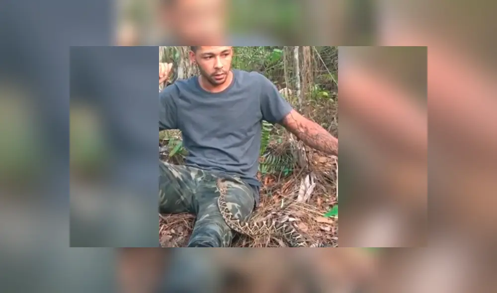 El joven no imaginó que la serpiente intentaría atacarlo por invadir su hábitat. Foto: captura El joven no imaginó que la serpiente intentaría atacarlo por invadir su hábitat. Foto: captura