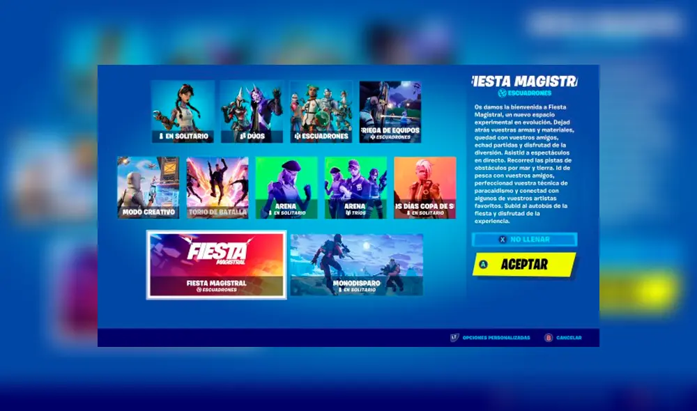 Desde Fortnite, ve al modo Fiesta Magistral.