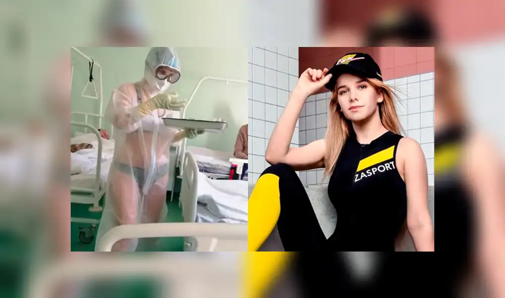 La enfermera Nadezhda Zhúkova que fue a trabajar en bikini en plena pandemia del coronavirus, se convierte en el rostro de una marca deportiva de Rusia. Foto: Facebook/Zasport