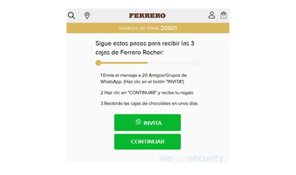 También tendremos que compartir la cadena con 20 amigos. Foto: Eset