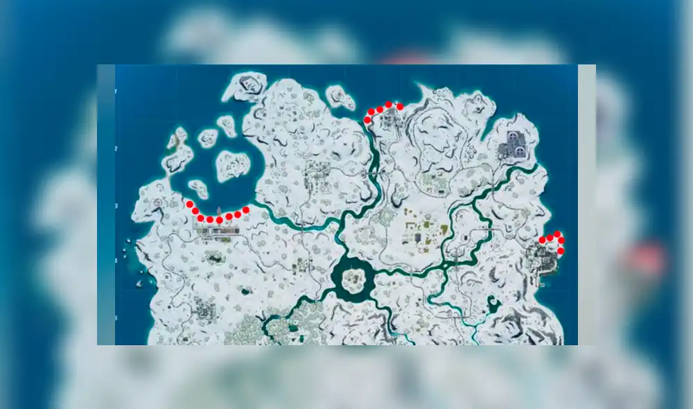 Fuegos artificiales congelados a lo largo del mapa.