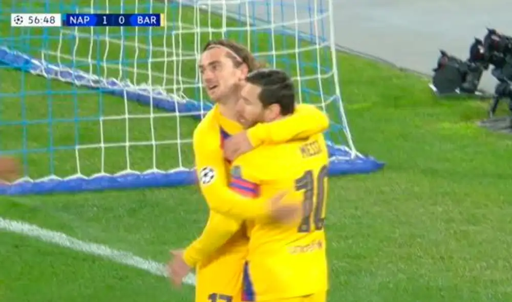 Antoine Griezmann anotó el empate para Barcelona a los 57' del segundo tiempo. Foto: Captura
