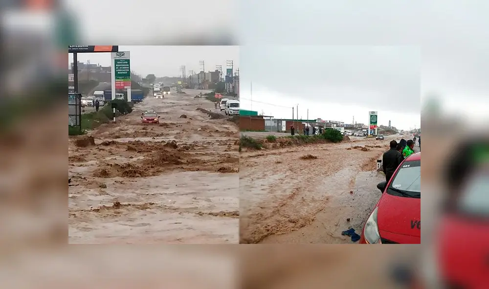 Una corriente de agua, lodo y piedras viene afectando la vía Arequipa – Yura.