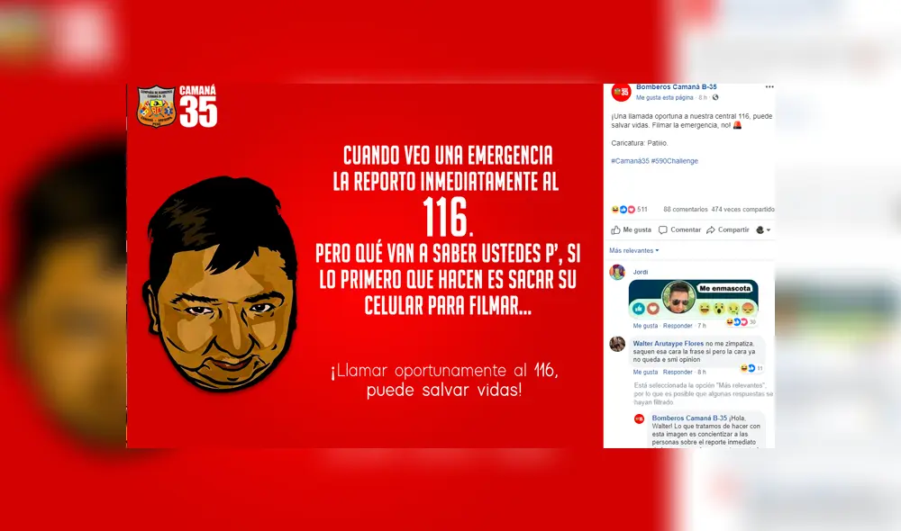 Facebook: bomberos del Perú usan frase de ‘Tapir 590’ para dar lección sobre cómo actuar ante incendios