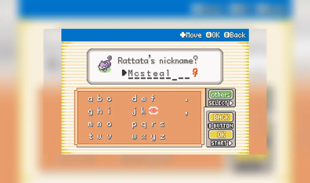 Tendremos un Rattata como inicial.