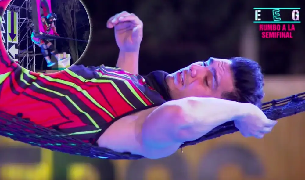 El competidor mostró instantáneamente signos de un intenso dolor en el vientre, lo cual fue notado por los conductores de Esto es guerra. Foto: Captura América Televisión