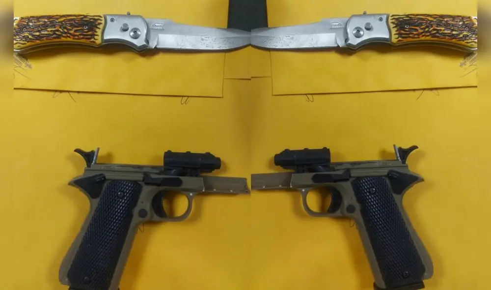 Arequipa. menores usaron un cuchillo y réplica de arma para ilícito. Foto PNP